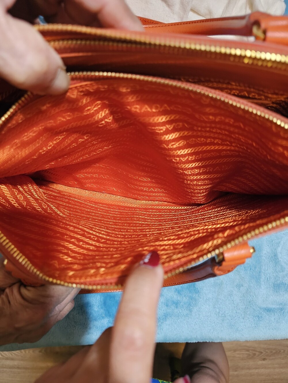 #43529-Prada Galleria PM bright orange Width-12inch Height-8 - Picture 12 of 15